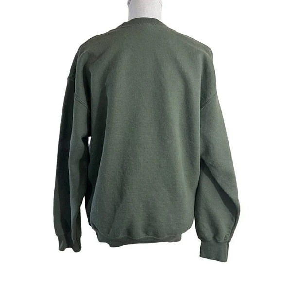 TopShop Sage Green Crewneck Pullover Elephant Embroidered Size 8/10 Casual Fall - Picture 2 of 7